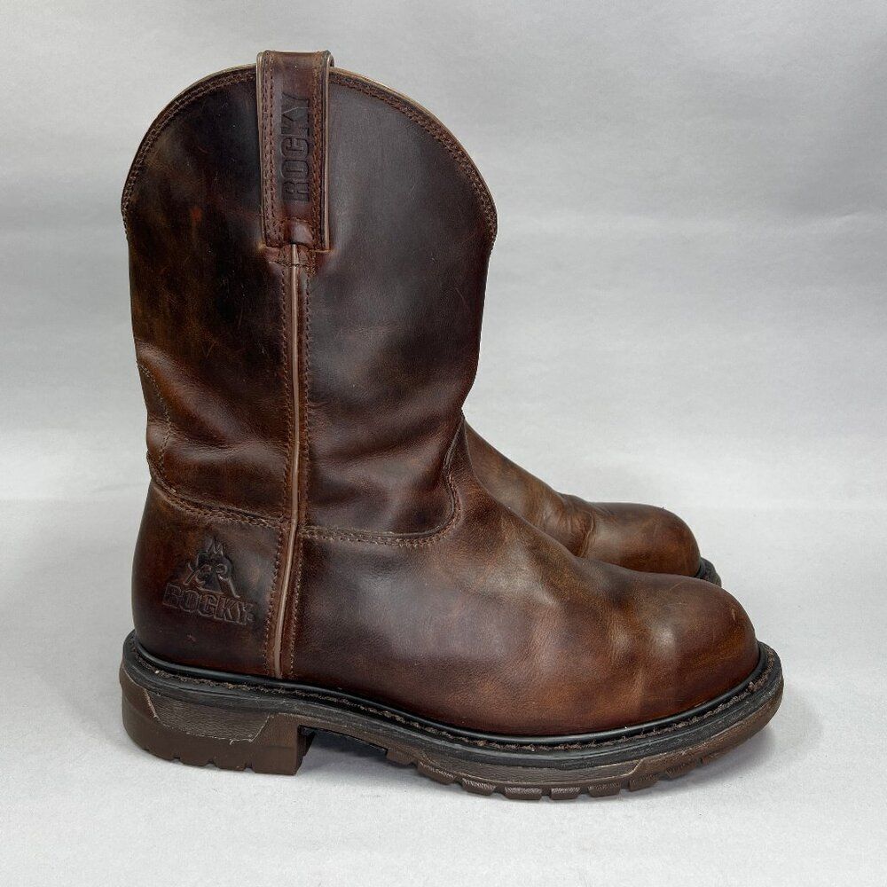 Rocky Men's Size 10W 10" Original Ride‎ Waterproof Steel Toe Western Boots